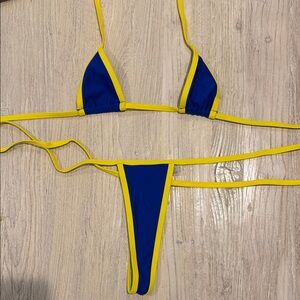Fashion Nova Blue and Yellow Bikini